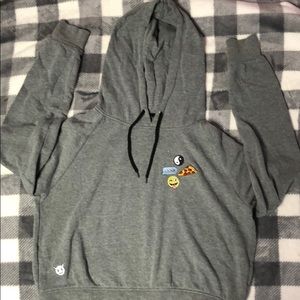 Cropped grey sweater w/ fun patches